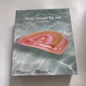 Sunnylife Float Away Lie On Pool Float Pink Rainbow 63" x 41.5" NEW MSRP $60